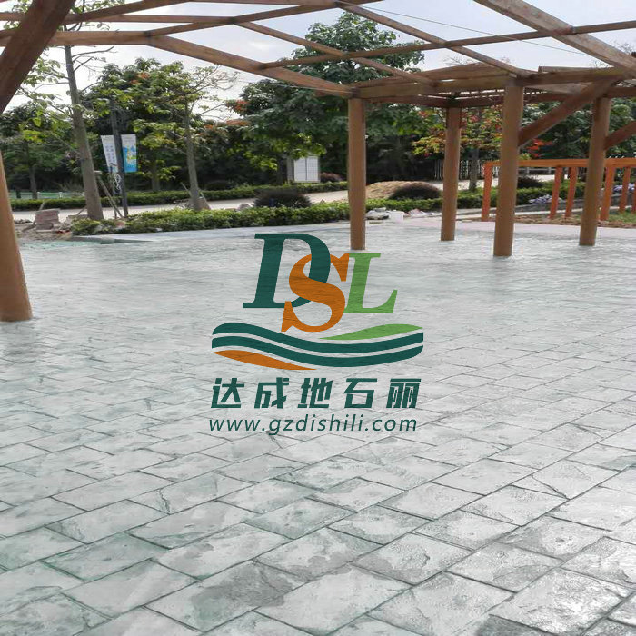 三水綠湖混凝土壓花地坪工程